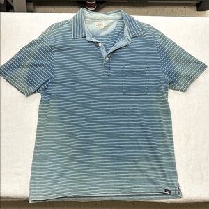 Faherty Men's Blue Striped Polo Shirt